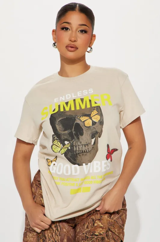 Endless Summer Skull Graphic Tshirt - Sand sold by Fashion Nova
