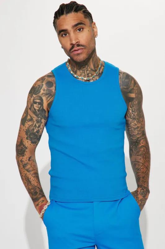 Classic Ribbed Tank Top - Blue sold by Fashion Nova
