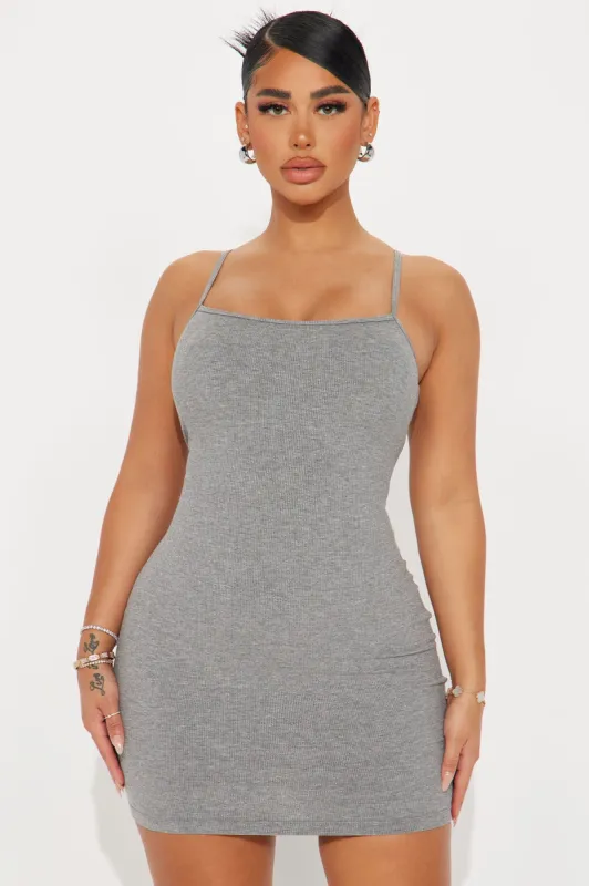 Avery Shapewear Mini Dress - Heather Grey sold by Fashion Nova