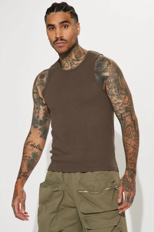 Classic Ribbed Tank Top - Brown sold by Fashion Nova