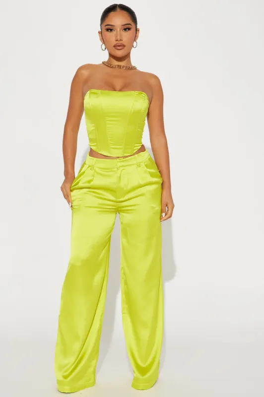 Adriana Satin Pant Set - Lime sold by Fashion Nova