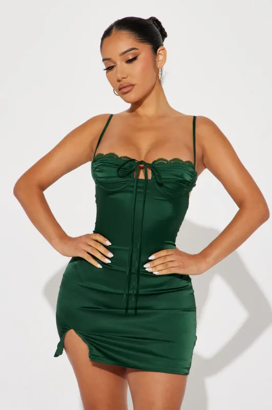 Genevieve Satin Mini Dress - Chartreuse sold by Fashion Nova