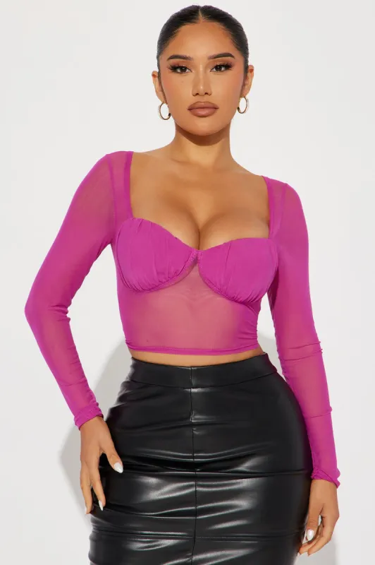 Valarie Mesh Top - Magenta sold by Fashion Nova