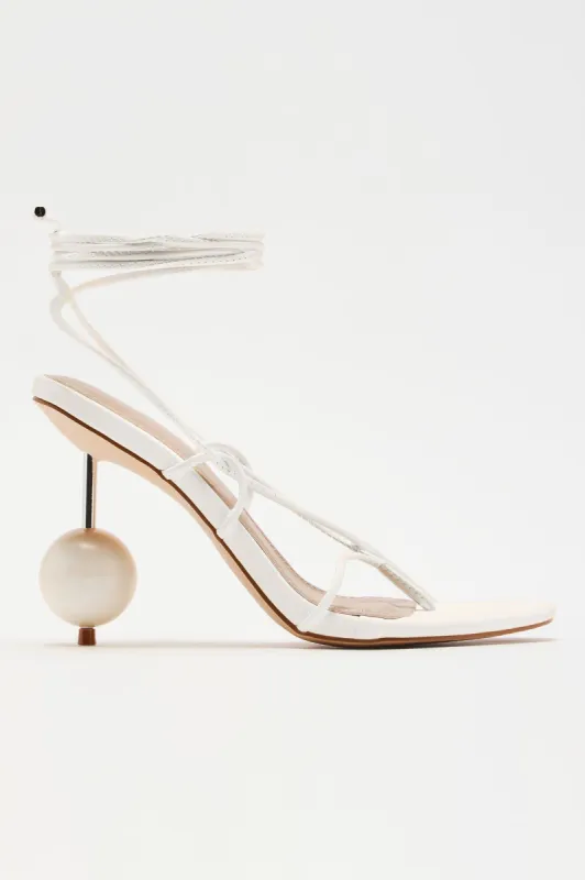Having A Ball Wrap Up Heels - White sold by Fashion Nova