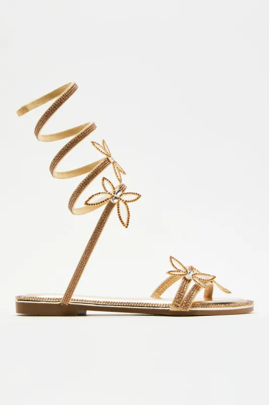 Mariposa Love Wrap Up Sandals - Gold sold by Fashion Nova