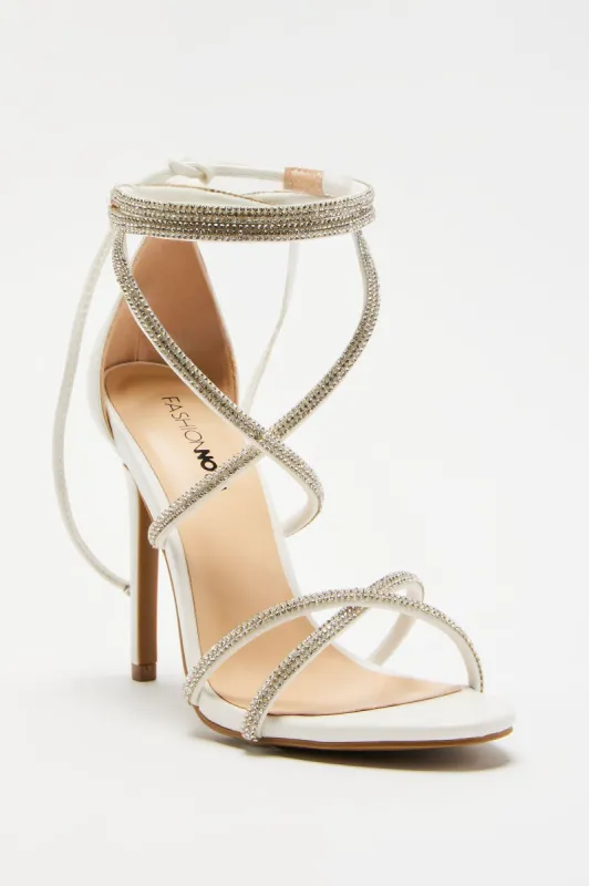 Time Of My Life Wrap Up Heels - White sold by Fashion Nova