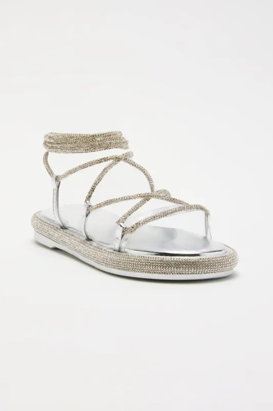 Bring On The Vibes Sandals - Silver sold by Fashion Nova