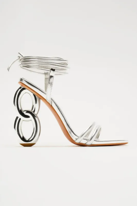 Super Babe Metallic Wrap Up Heeled Sandals - Silver sold by Fashion Nova