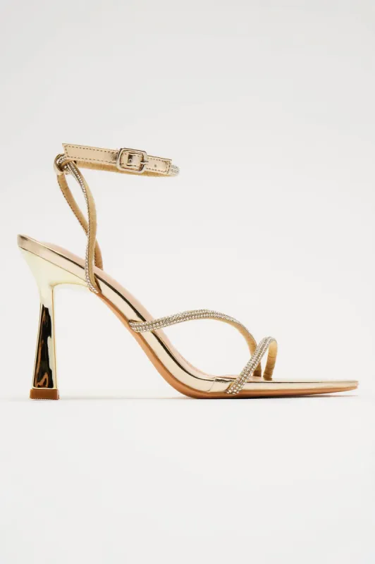 Serenity Embellished Stiletto Heels - Gold sold by Fashion Nova