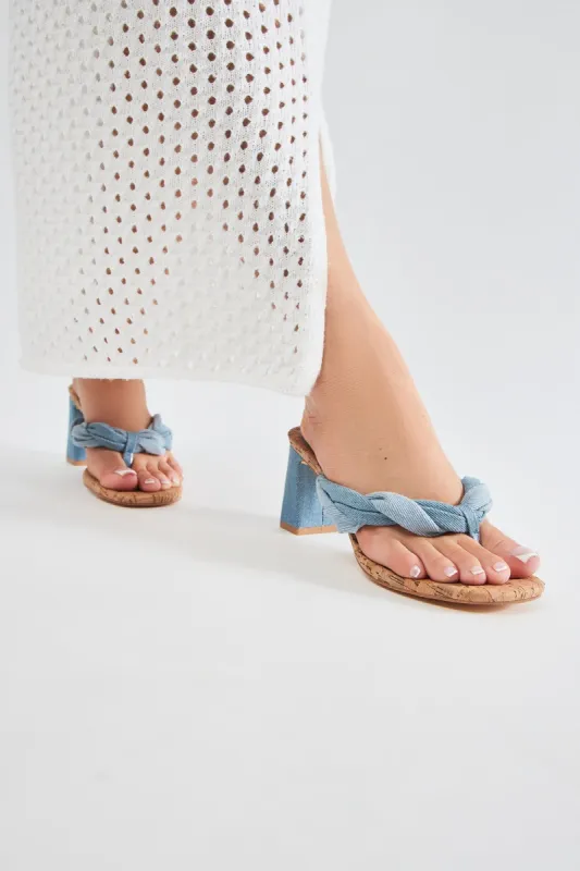 Taking My Time Heeled Mules - Denim sold by Fashion Nova