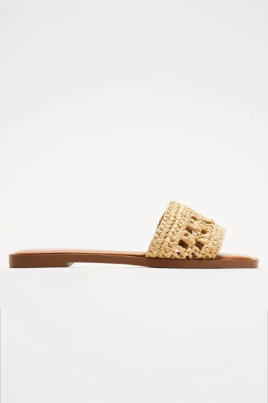 Follow Me There Crochet Flat Sandals - Beige sold by Fashion Nova
