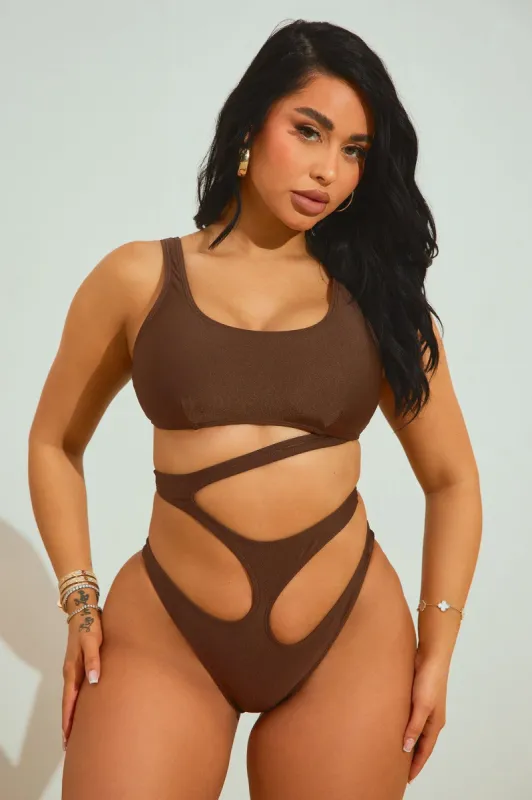 Yasmin Cutout 1 Piece Swimsuit - Chocolate sold by Fashion Nova