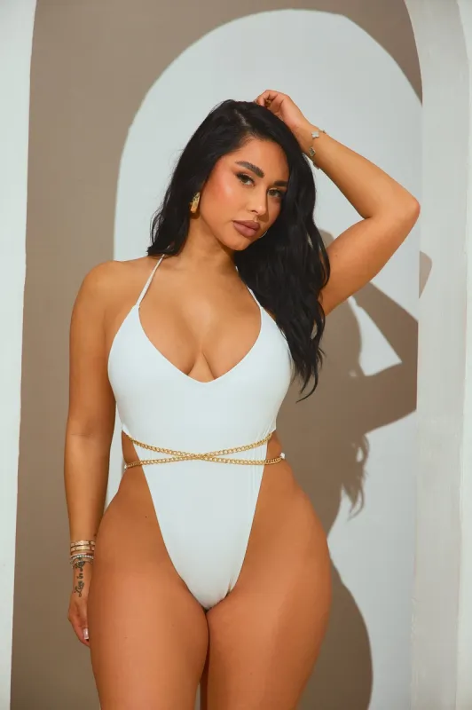 Courtney Chain 1 Piece Swimsuit - White sold by Fashion Nova