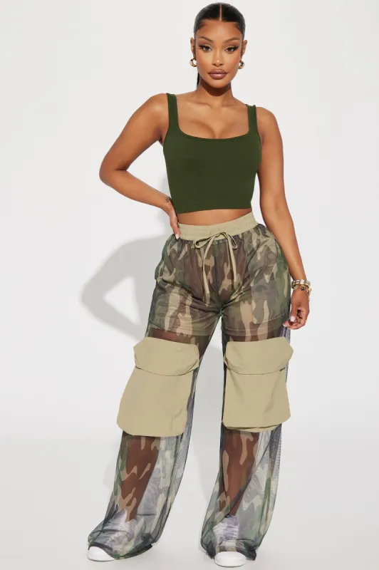 Paxton Camo Mesh Cargo Pant - Olive/combo sold by Fashion Nova