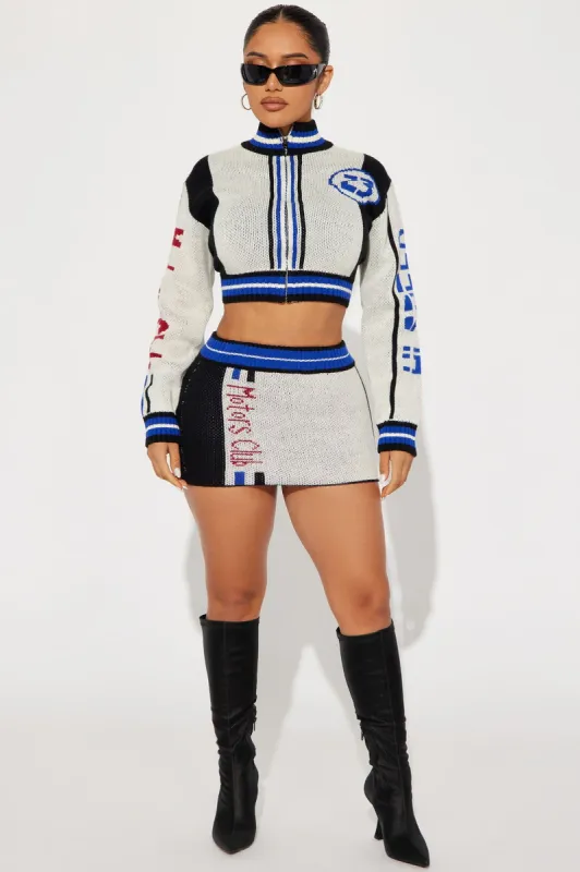 Hi Speed Sweater Skirt Set - Blue/combo sold by Fashion Nova