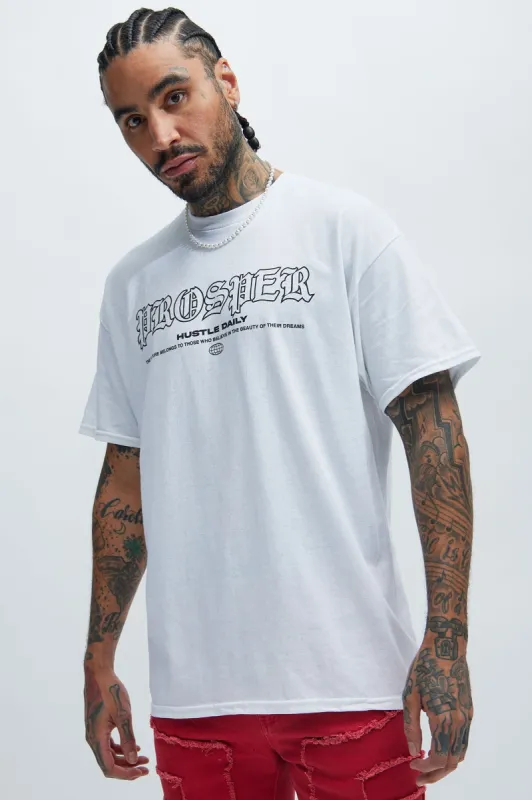 Prosper Hustle Daily Short Sleeve Tee - White sold by Fashion Nova