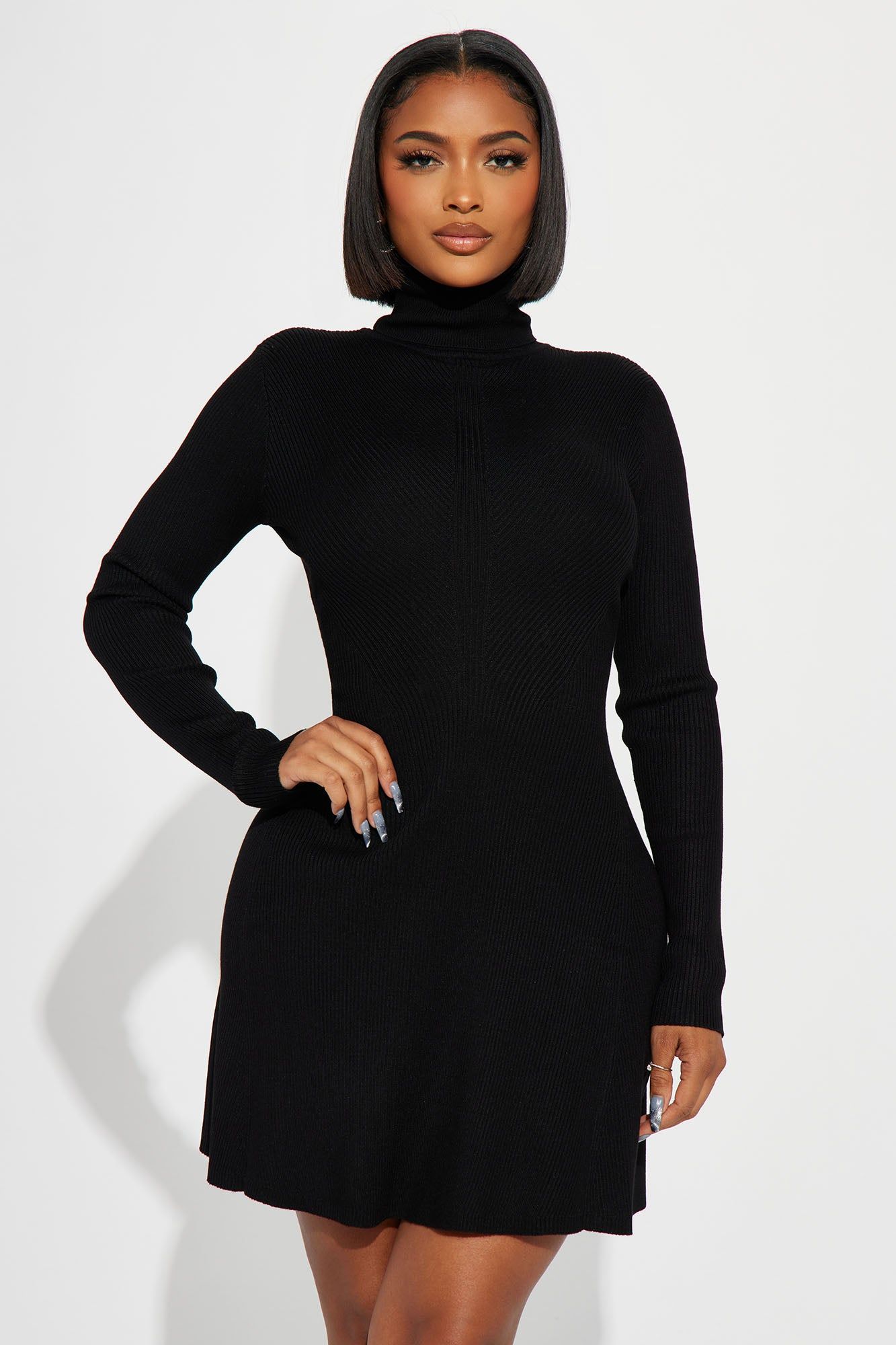 Jodie Ribbed Mini Dress - Black sold by Fashion Nova