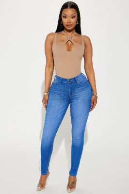 More To The Story Stretch Skinny Jeans - Medium Wash sold by Fashion Nova