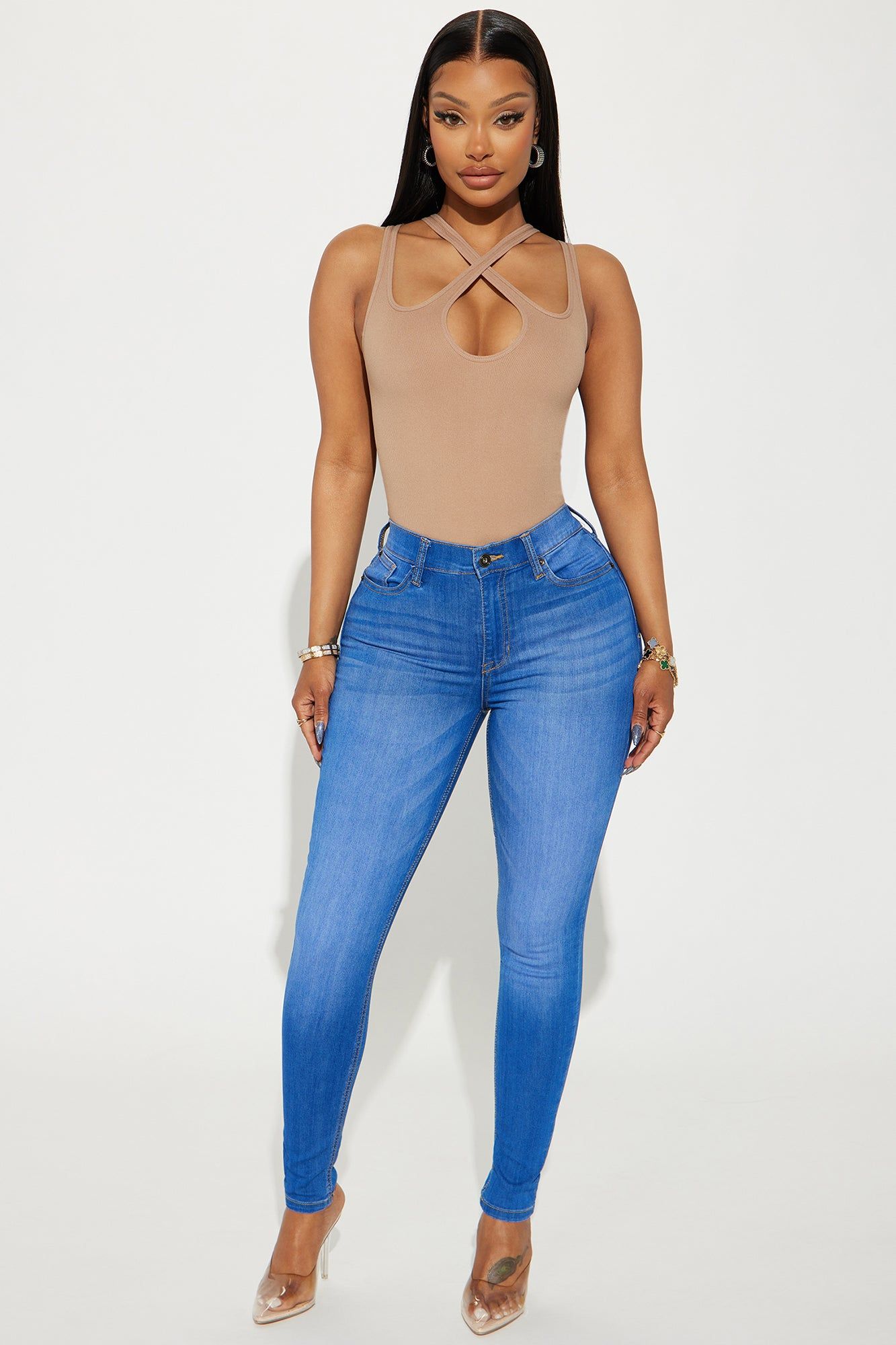 More To The Story Stretch Skinny Jeans - Medium Wash sold by Fashion Nova