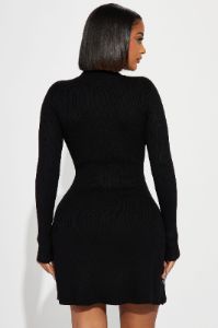 Jodie Ribbed Mini Dress - Black sold by Fashion Nova