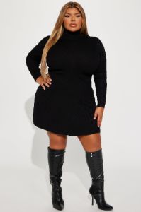 Jodie Ribbed Mini Dress - Black sold by Fashion Nova
