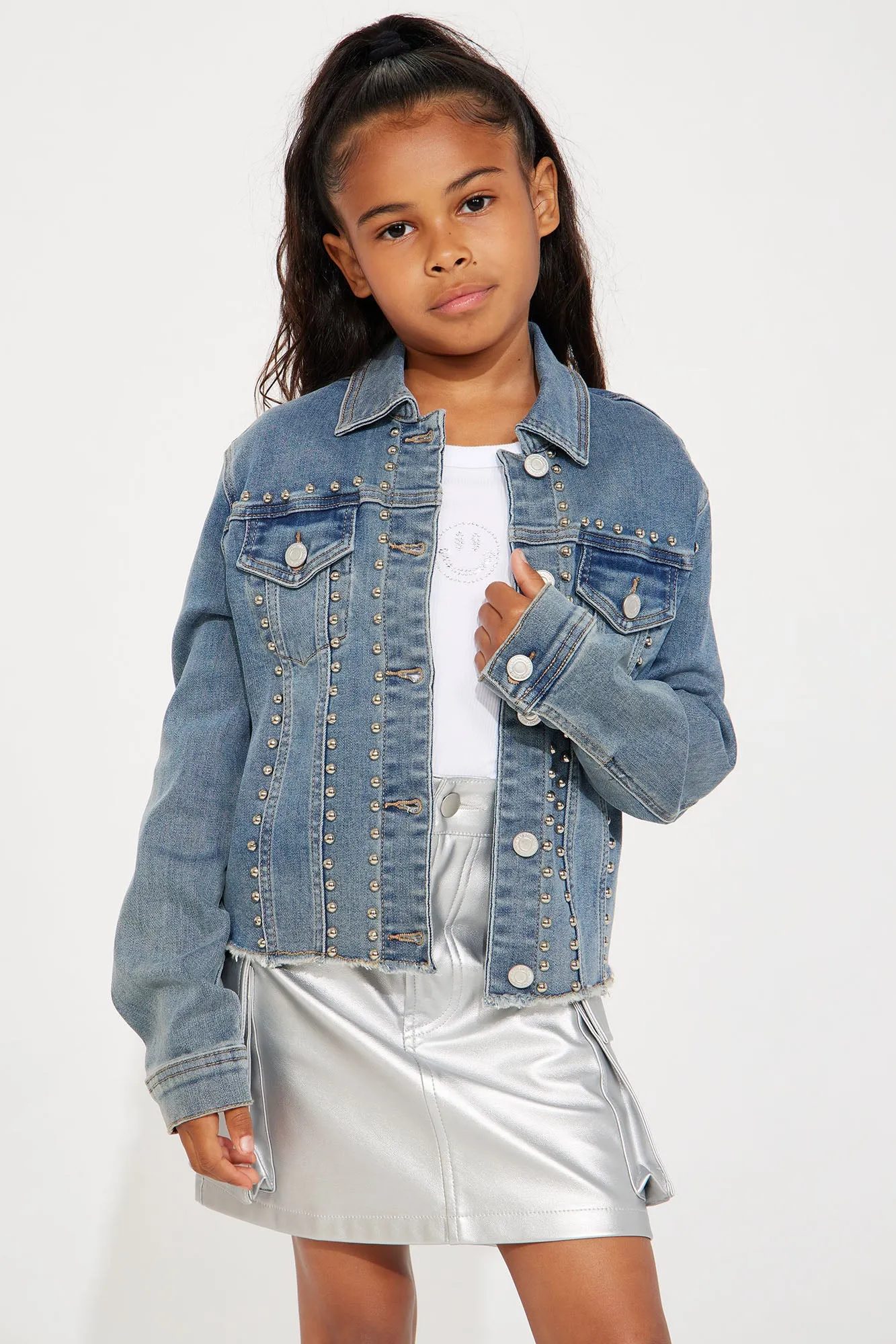 Mini What A Stud Denim Jacket - Medium Wash sold by Fashion Nova