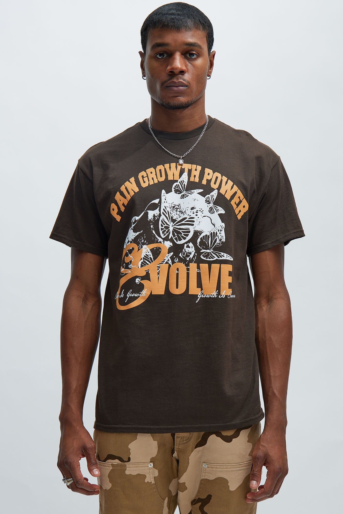 Power To Evolve Short Sleeve Tee - Chocolate sold by Fashion Nova