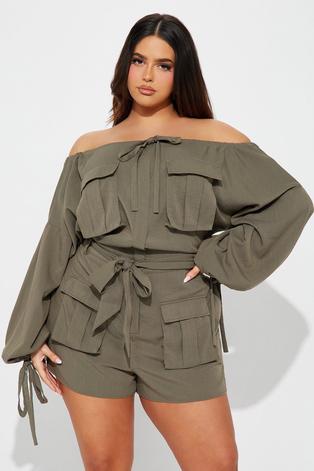 Tania Linen Romper - Olive sold by Fashion Nova product image thumbnail 4