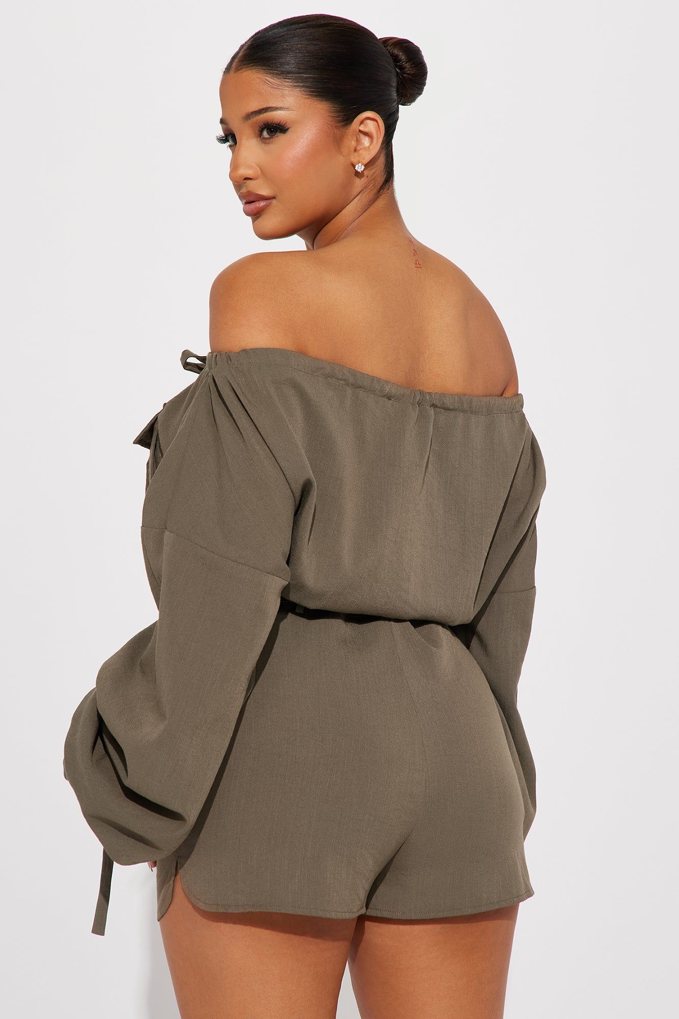 Tania Linen Romper - Olive sold by Fashion Nova product image thumbnail 3