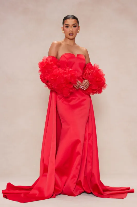 Adley Satin Gown Set - Red sold by Fashion Nova