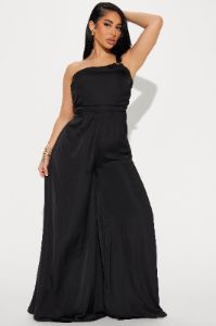 Without Warning Satin Jumpsuit  - Black sold by Fashion Nova