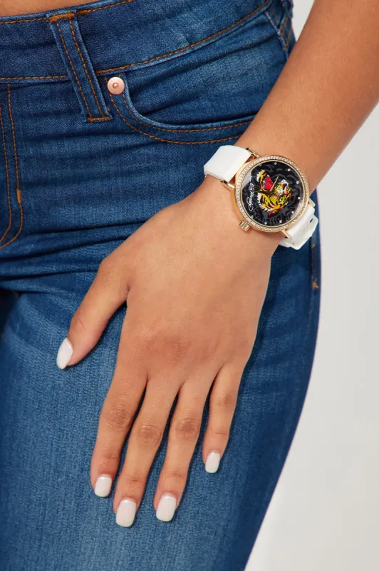 Ed Hardy Tiger And Roses Watch - White sold by Fashion Nova