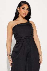 Without Warning Satin Jumpsuit  - Black sold by Fashion Nova