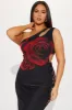 Cristy One Shoulder Maxi Dress - Red/Black sold by Fashion Nova