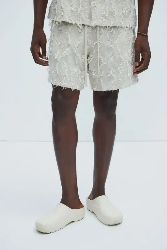Frayed Jacquard Linen Shorts - Off White sold by Fashion Nova