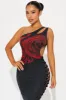 Cristy One Shoulder Maxi Dress - Red/Black sold by Fashion Nova