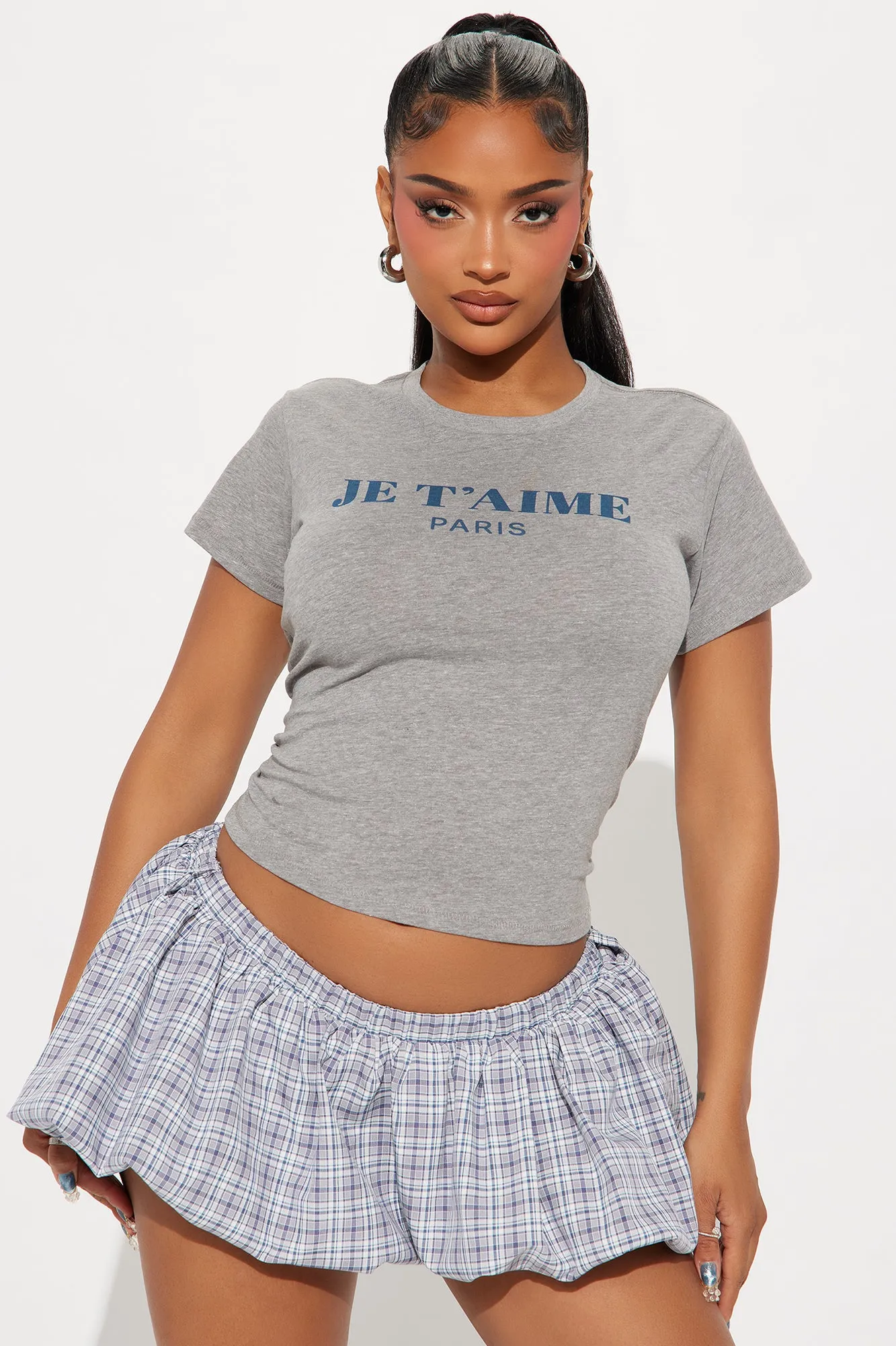 Je T'Aime Paris Tee - Grey sold by Fashion Nova
