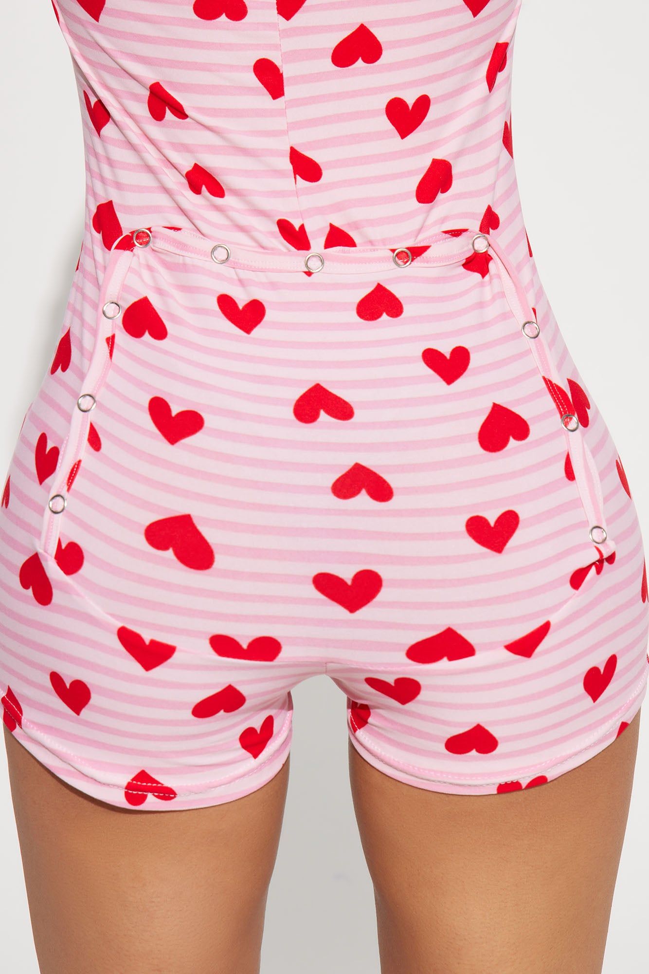 All My Heart Long Sleeve PJ Romper Onesie - Red/combo sold by Fashion Nova product image thumbnail 3