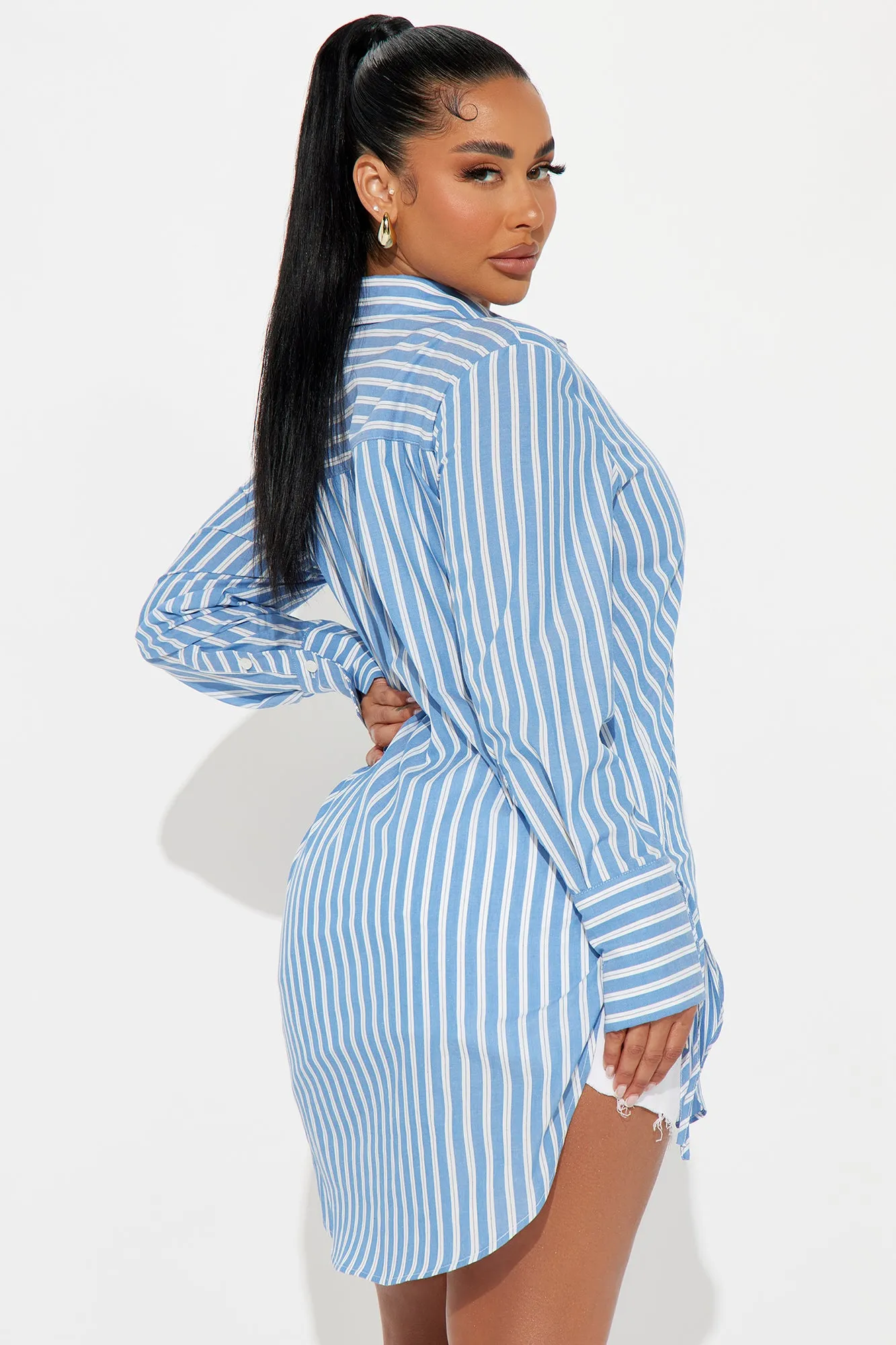 June Oversized Striped Shirt - Blue/combo sold by Fashion Nova product image thumbnail 4