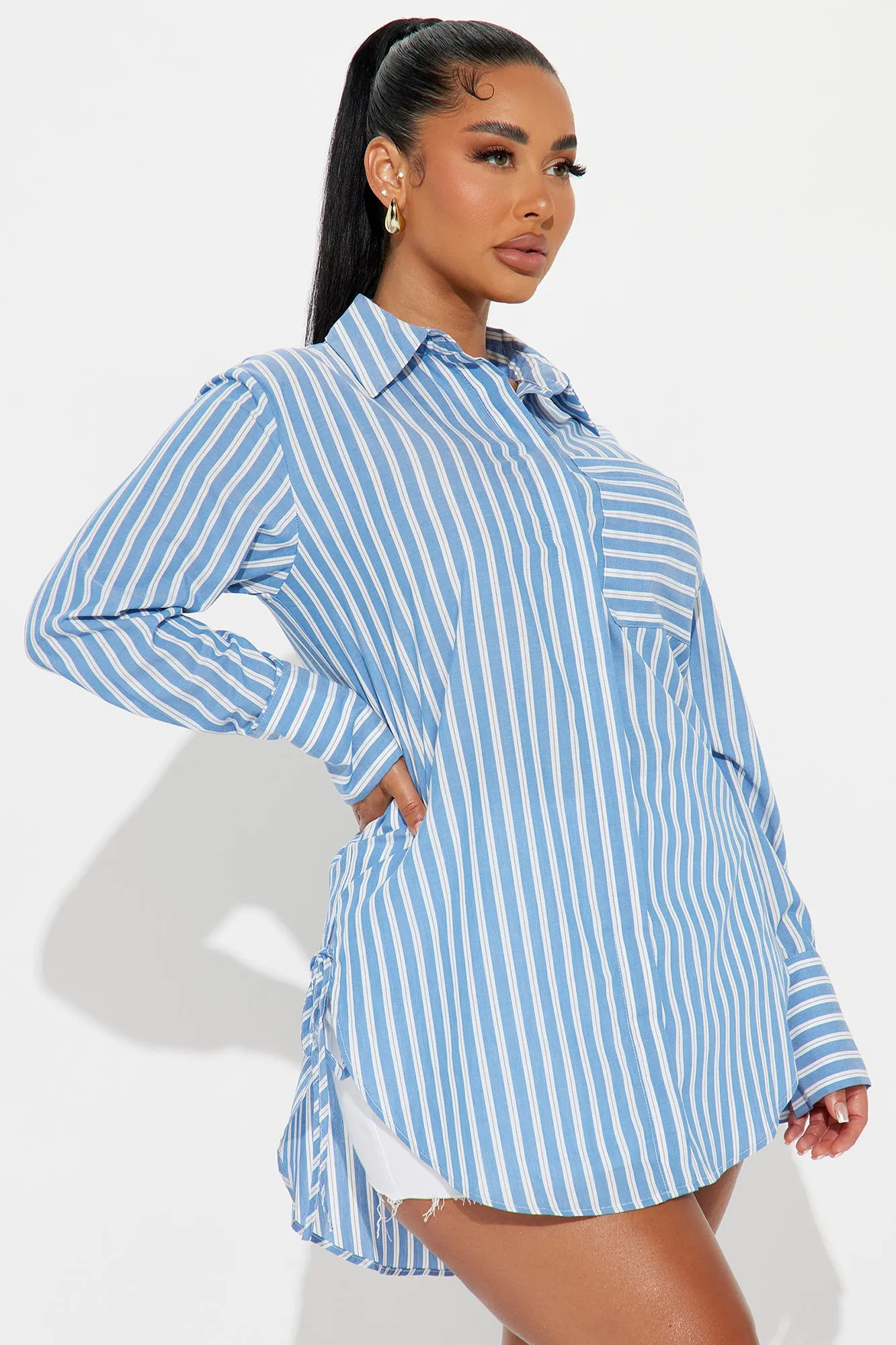 June Oversized Striped Shirt - Blue/combo sold by Fashion Nova product image thumbnail 3