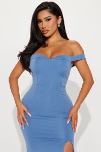Special Evening Crepe Gown - Dusty Blue sold by Fashion Nova