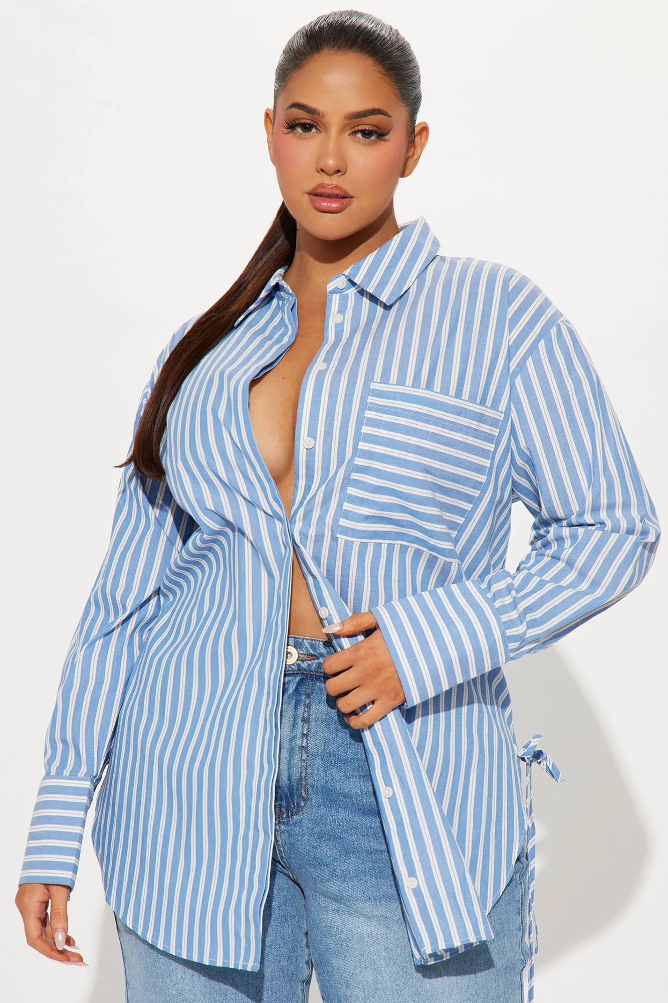 June Oversized Striped Shirt - Blue/combo sold by Fashion Nova product image thumbnail 5