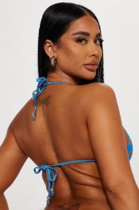 Follow The Sun Stripe Triangle Bikini Top - Blue sold by Fashion Nova