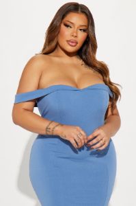 Special Evening Crepe Gown - Dusty Blue sold by Fashion Nova