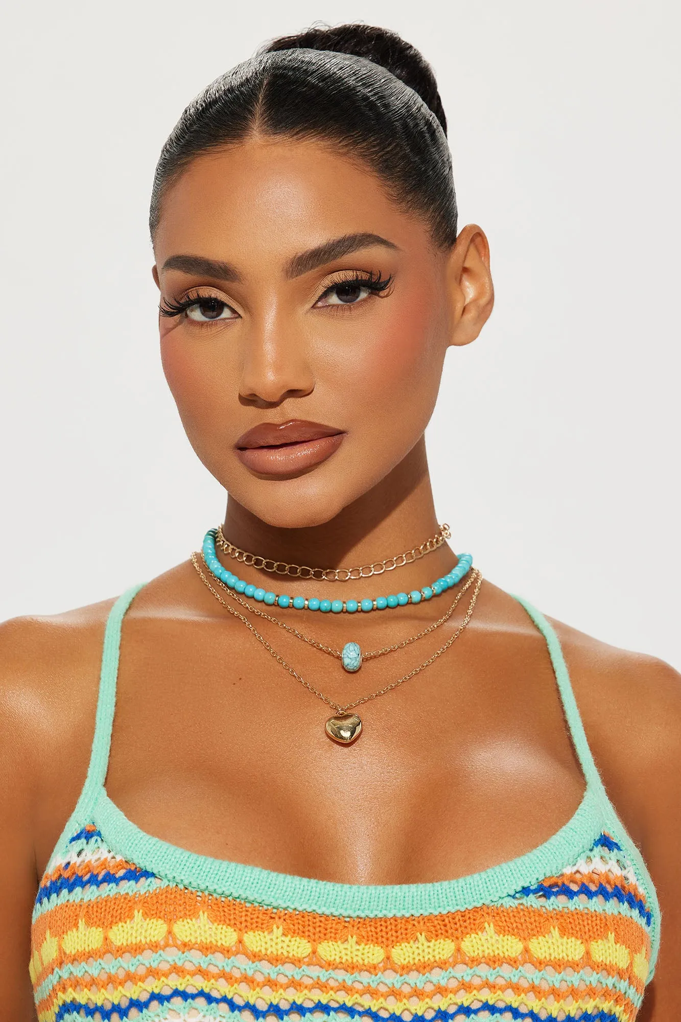 Vacation Lovin Layered Necklace - Gold/Blue sold by Fashion Nova product image thumbnail 2