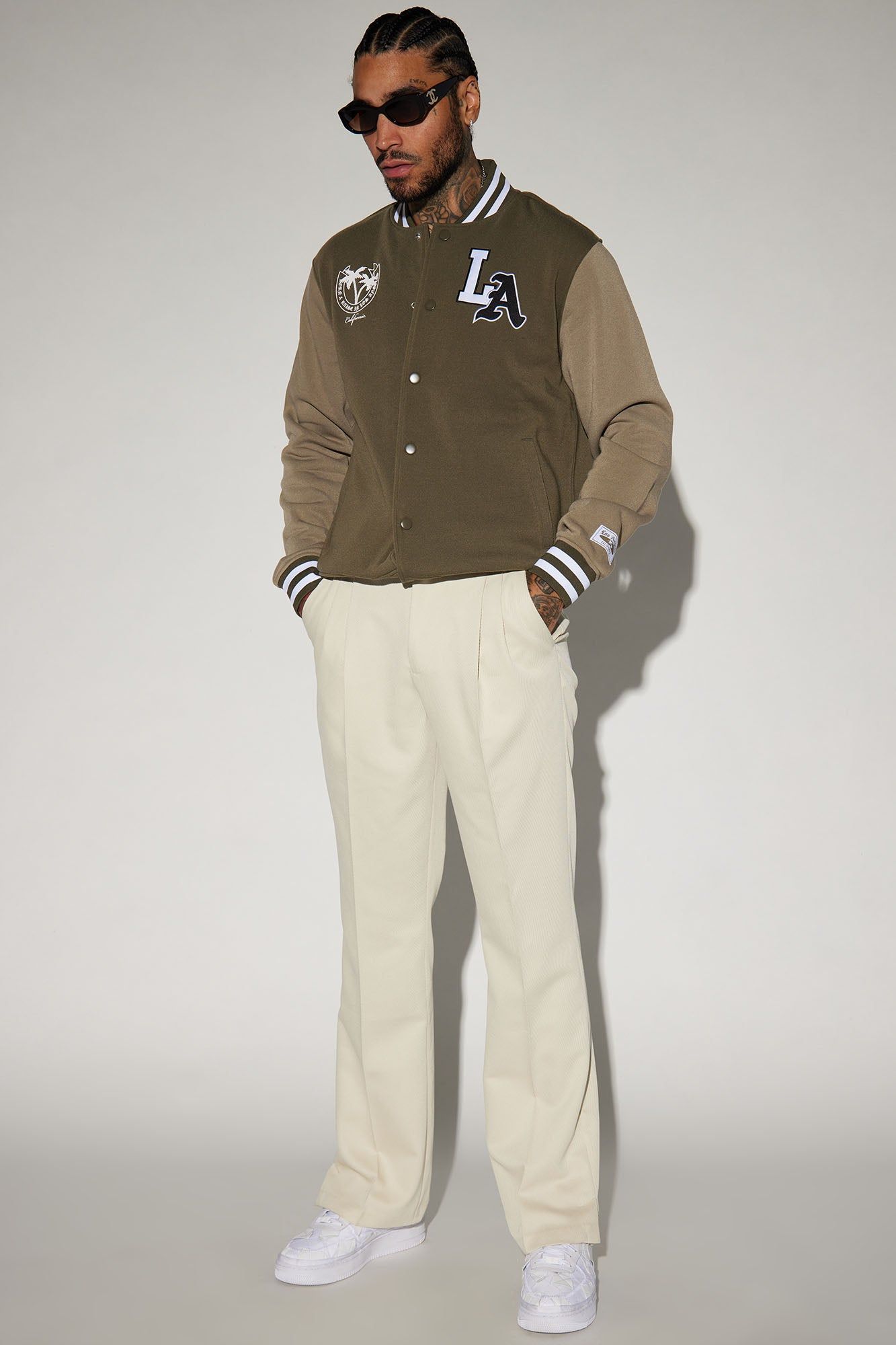 LA Palm Tree Varsity Jacket - Olive sold by Fashion Nova product image thumbnail 2