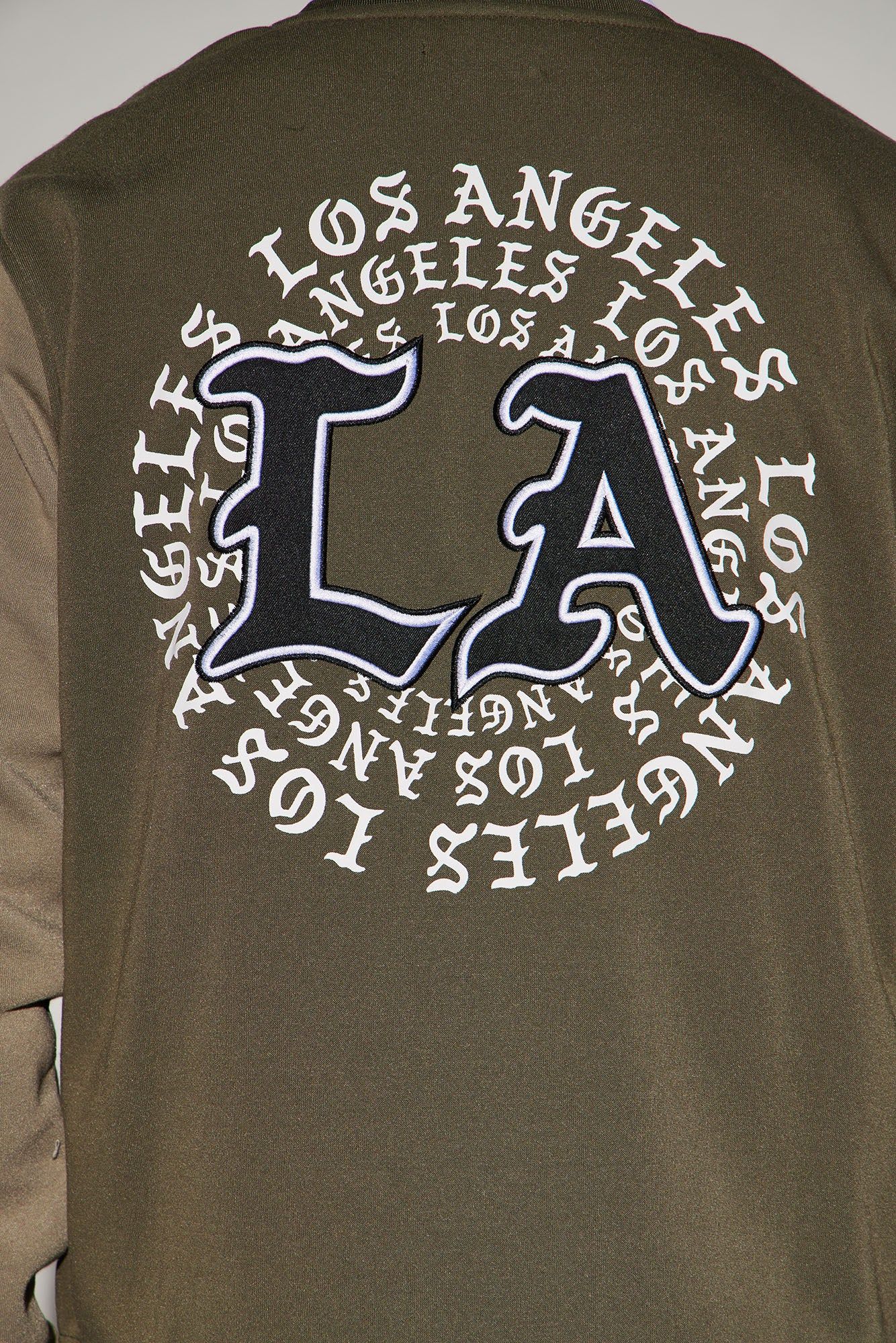 LA Palm Tree Varsity Jacket - Olive sold by Fashion Nova product image thumbnail 5