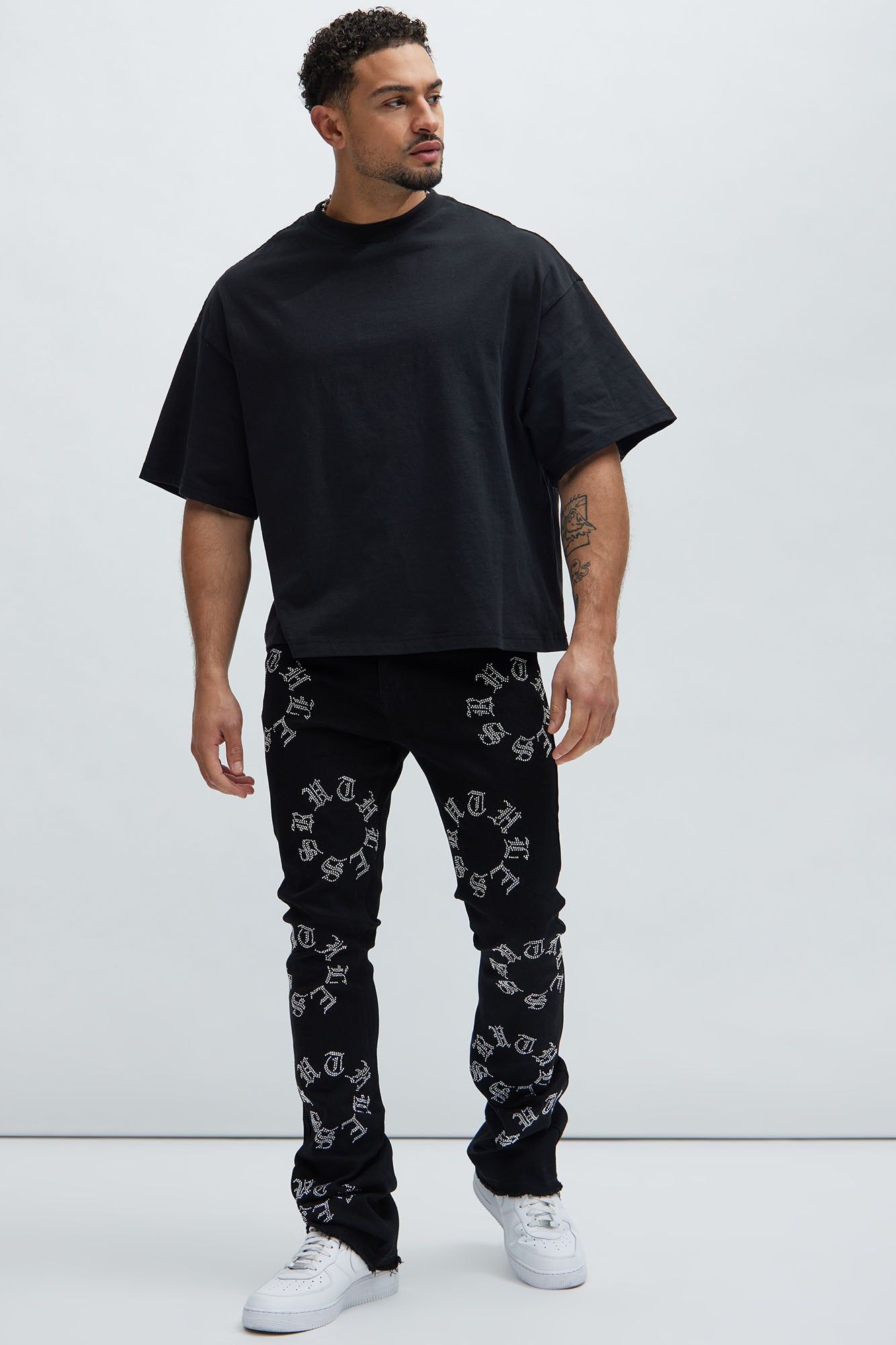 Bling My Line Stacked Skinny Flare Pants - Black/Silver sold by Fashion Nova product image thumbnail 2