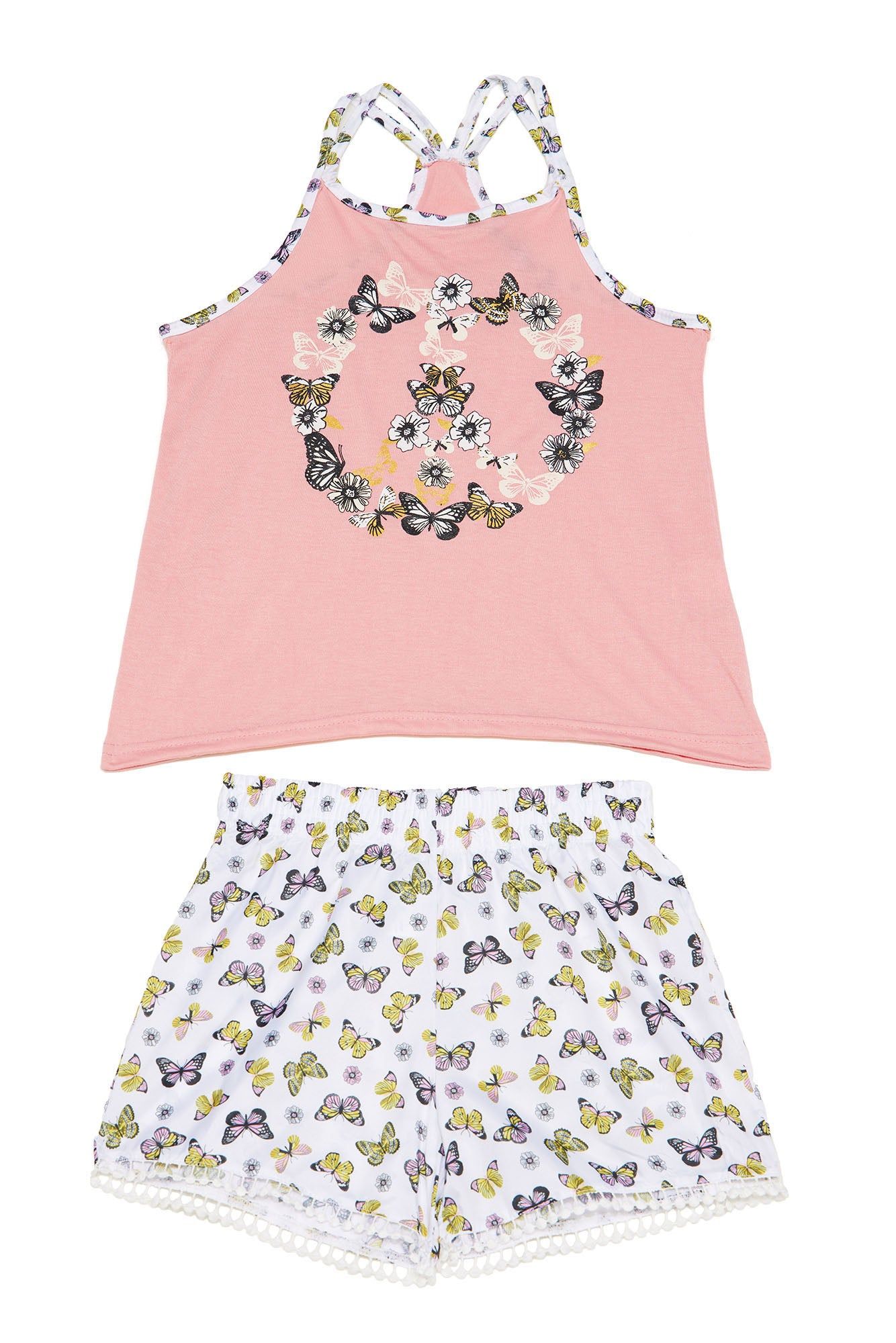 Mini Peace And Blessing Short Set - Mauve/combo sold by Fashion Nova