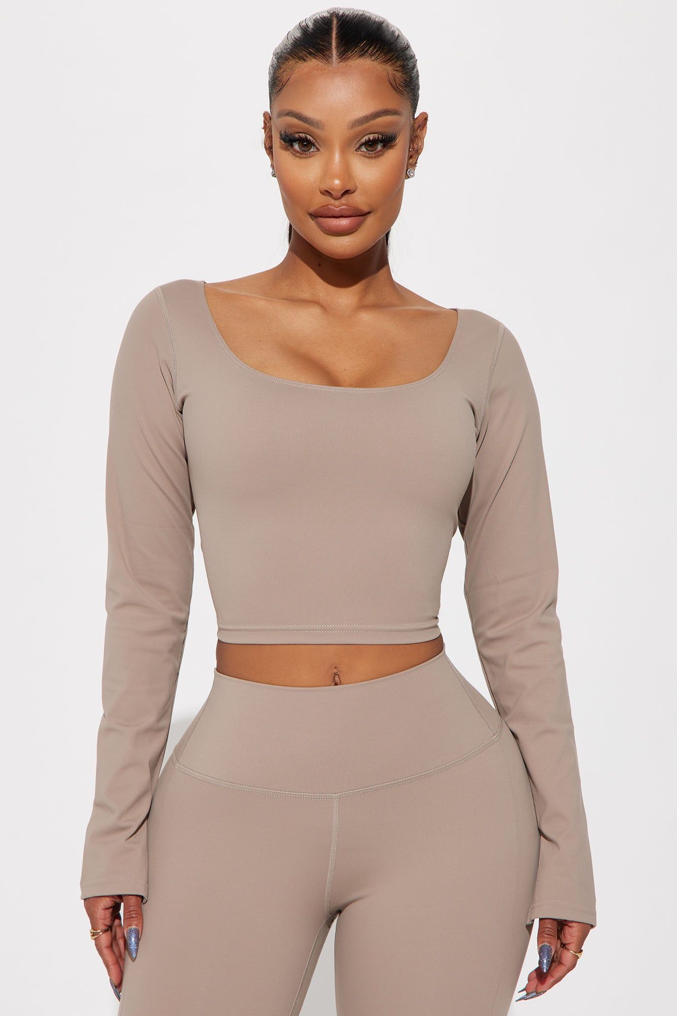 Body Sculpt Active Top - Taupe sold by Fashion Nova